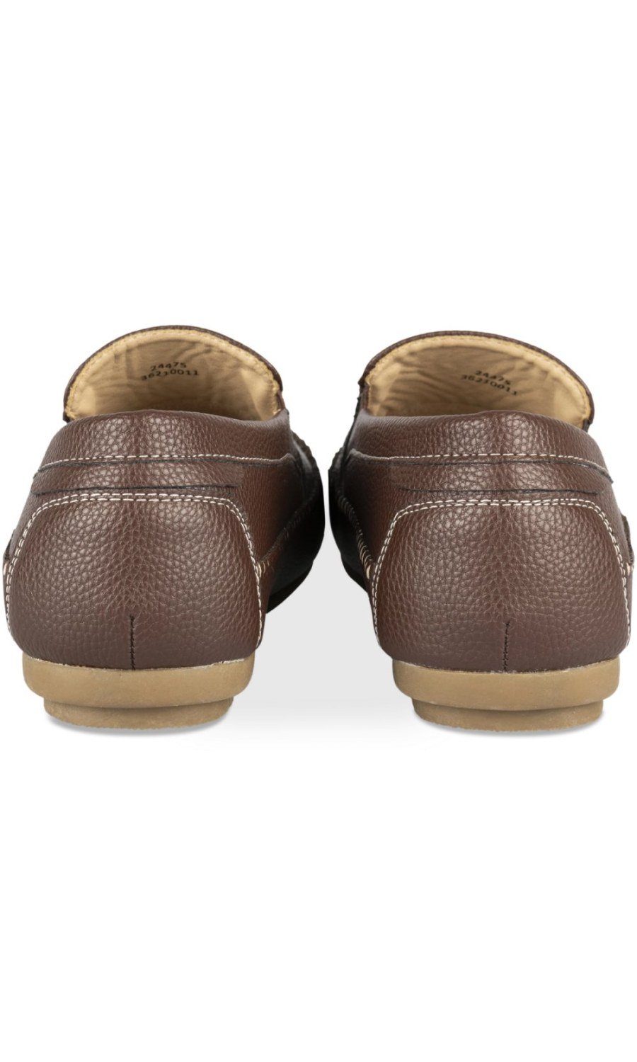 Dark brown grained loafers, elastic gussets
