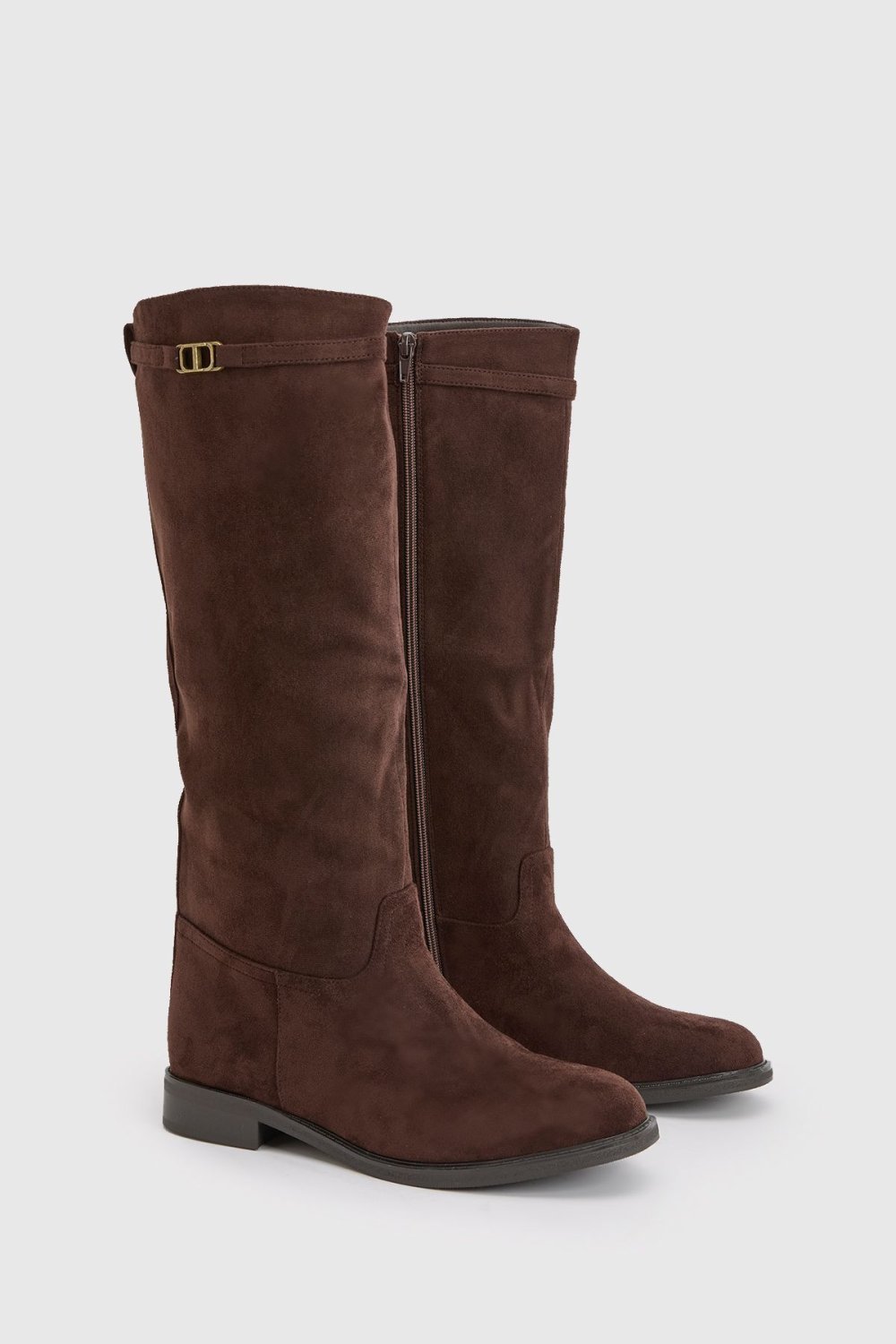 Faux suede knee-high boots
