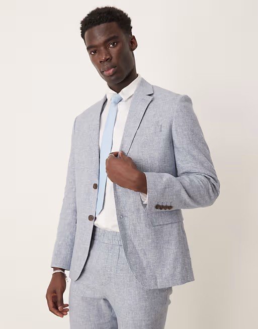 Malik - Blazer en lin - Bleu clair