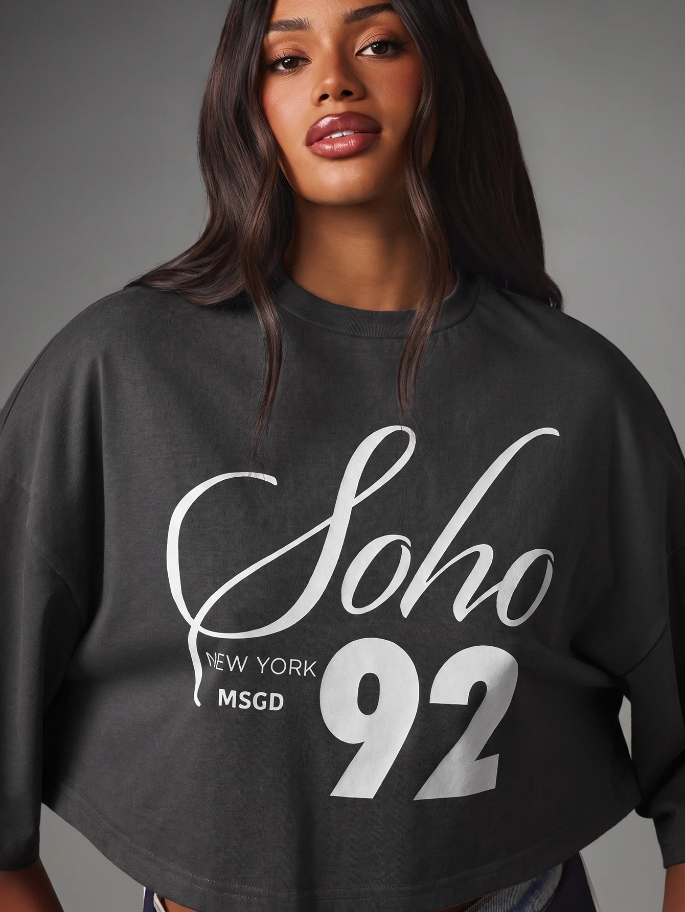 Oversized crop T-shirt with Soho print