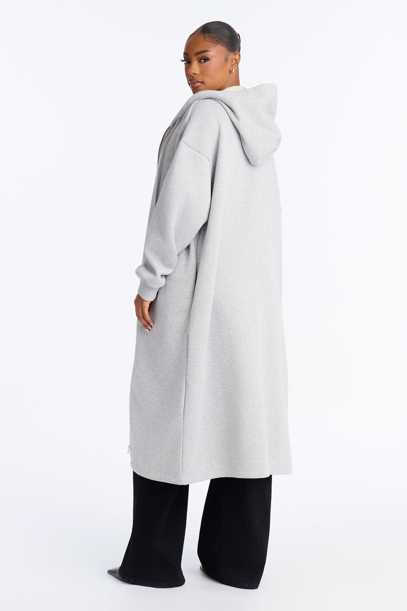 Fleece Hooded Long Jacket
