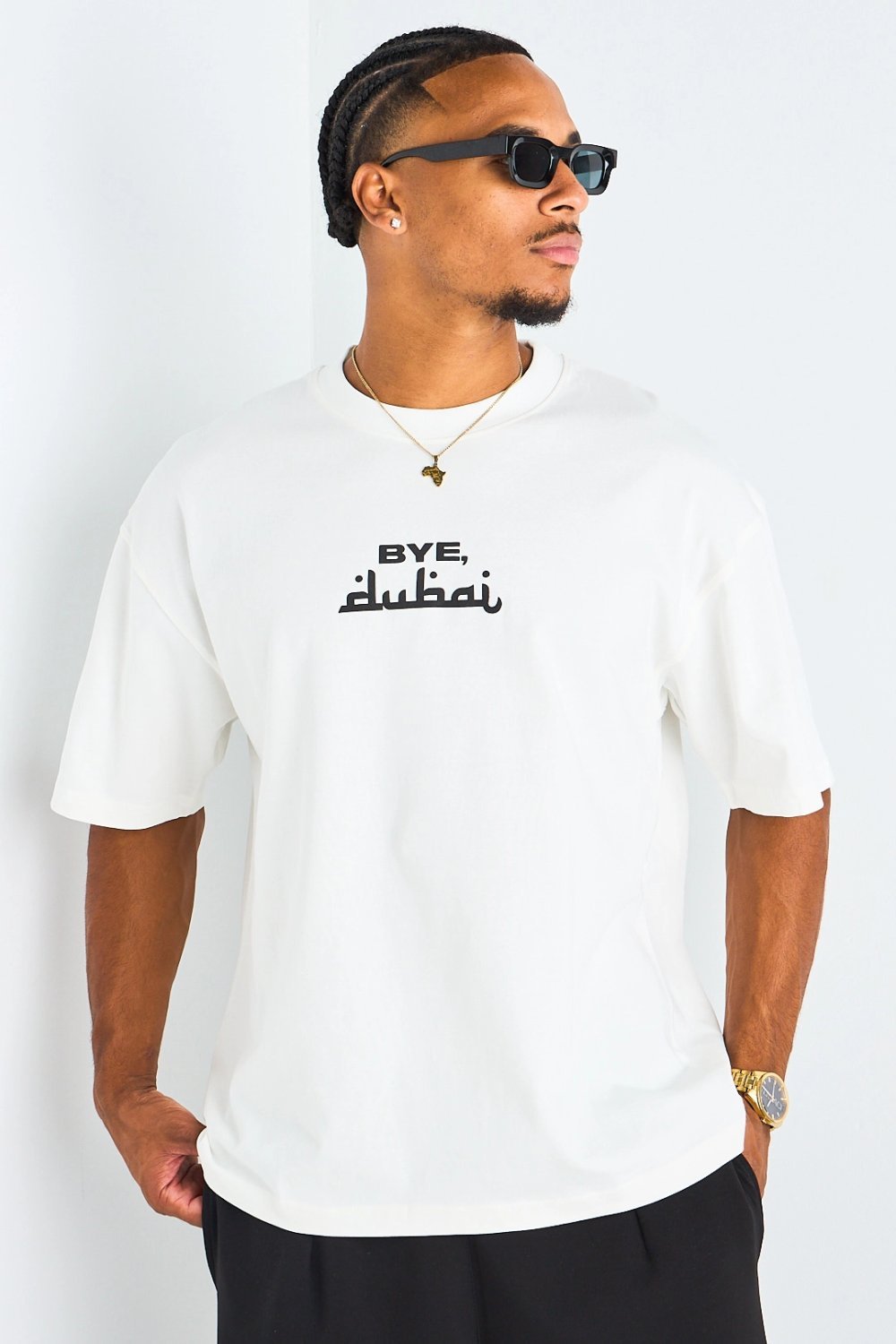T-shirt imprimé « bye dubai » écru