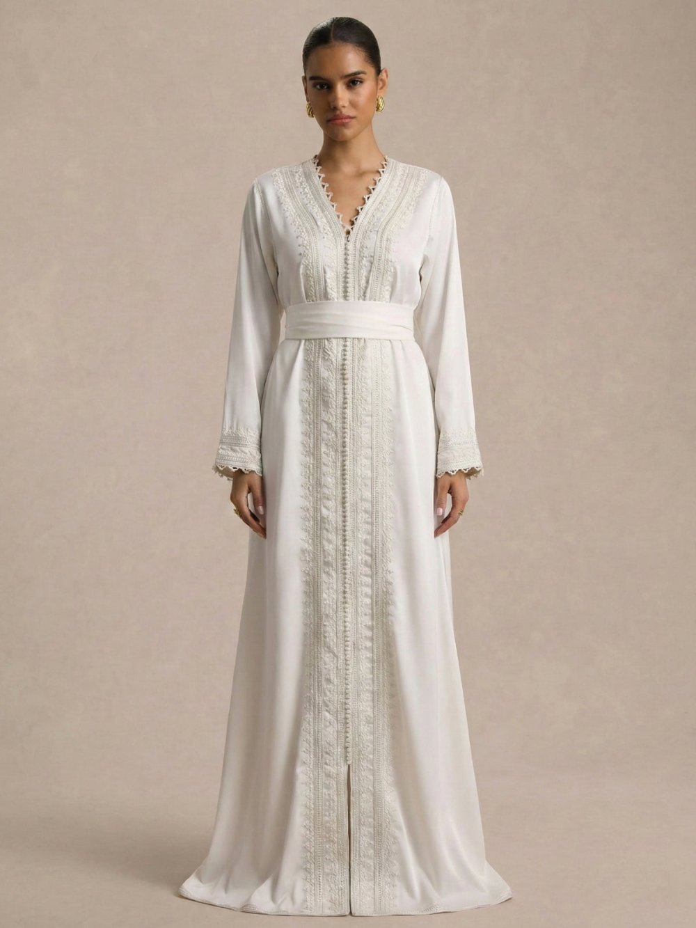 Caftan moderne f crêpe de soie byed