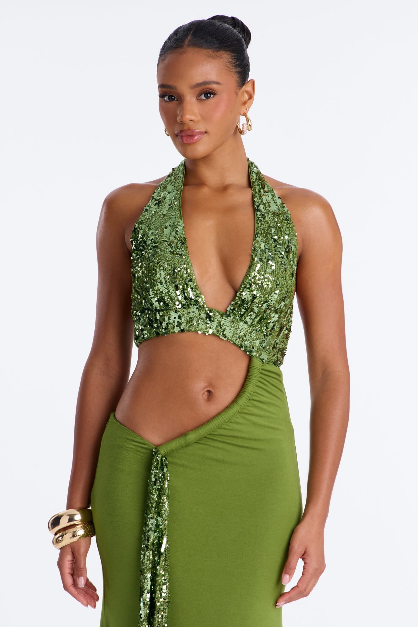 Robe longue à sequins dos nu