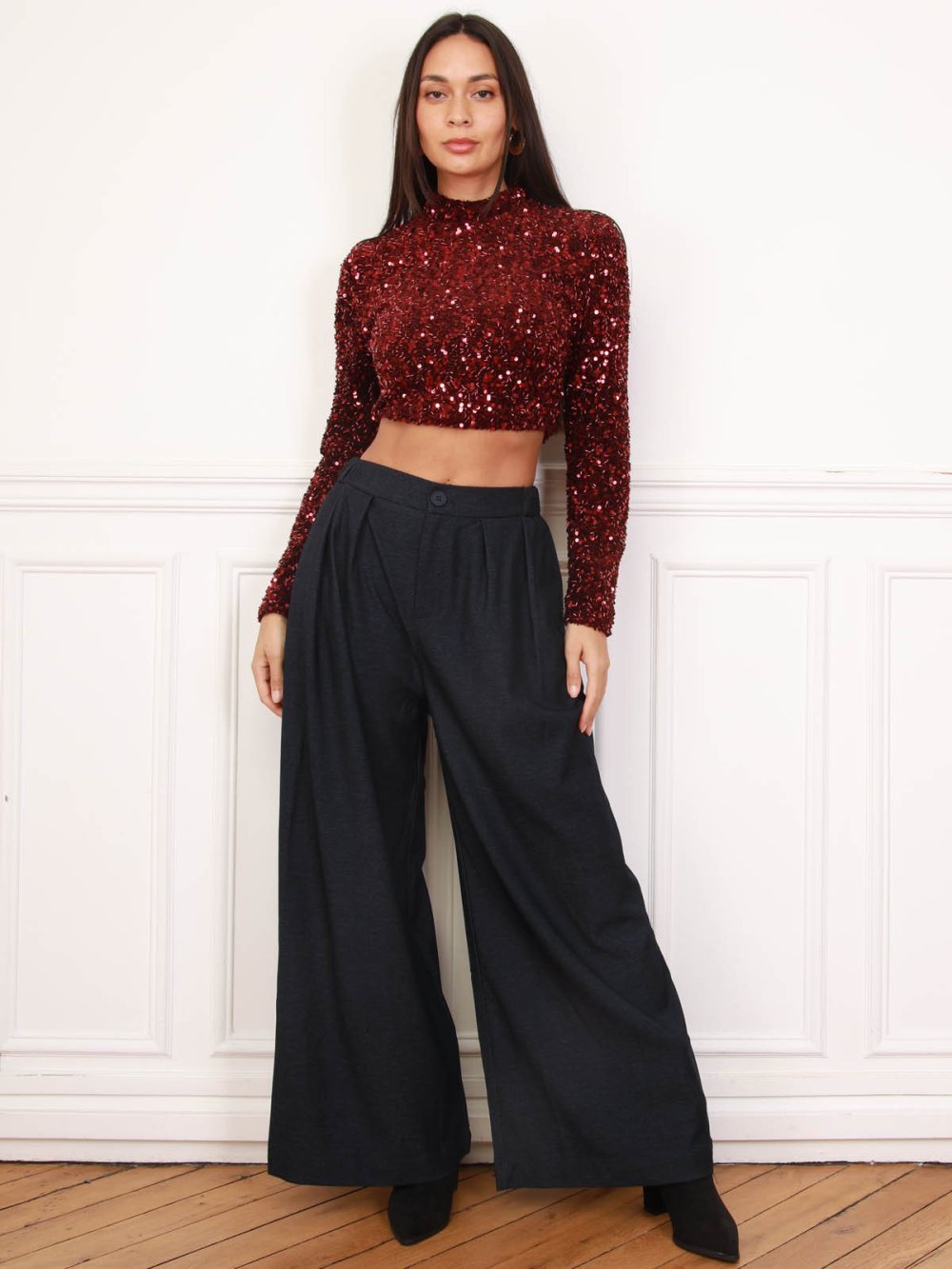 Pantalon costume wide leg bleu marine